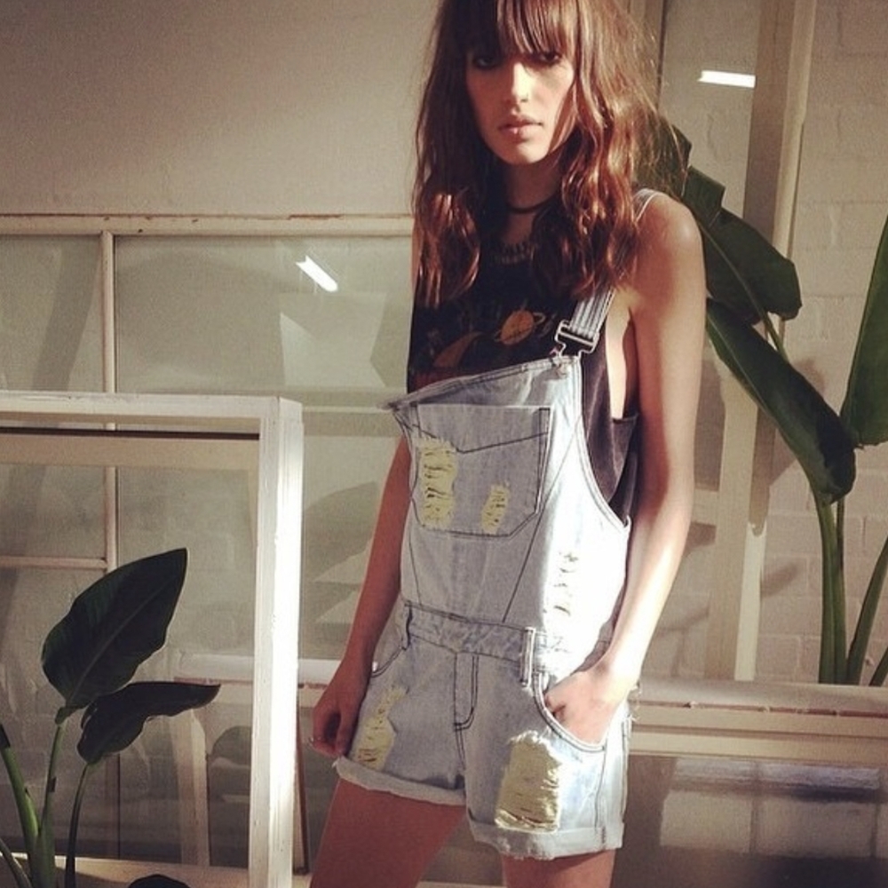Somedays Lovin' Denim Distressed Relaxed Overalls
